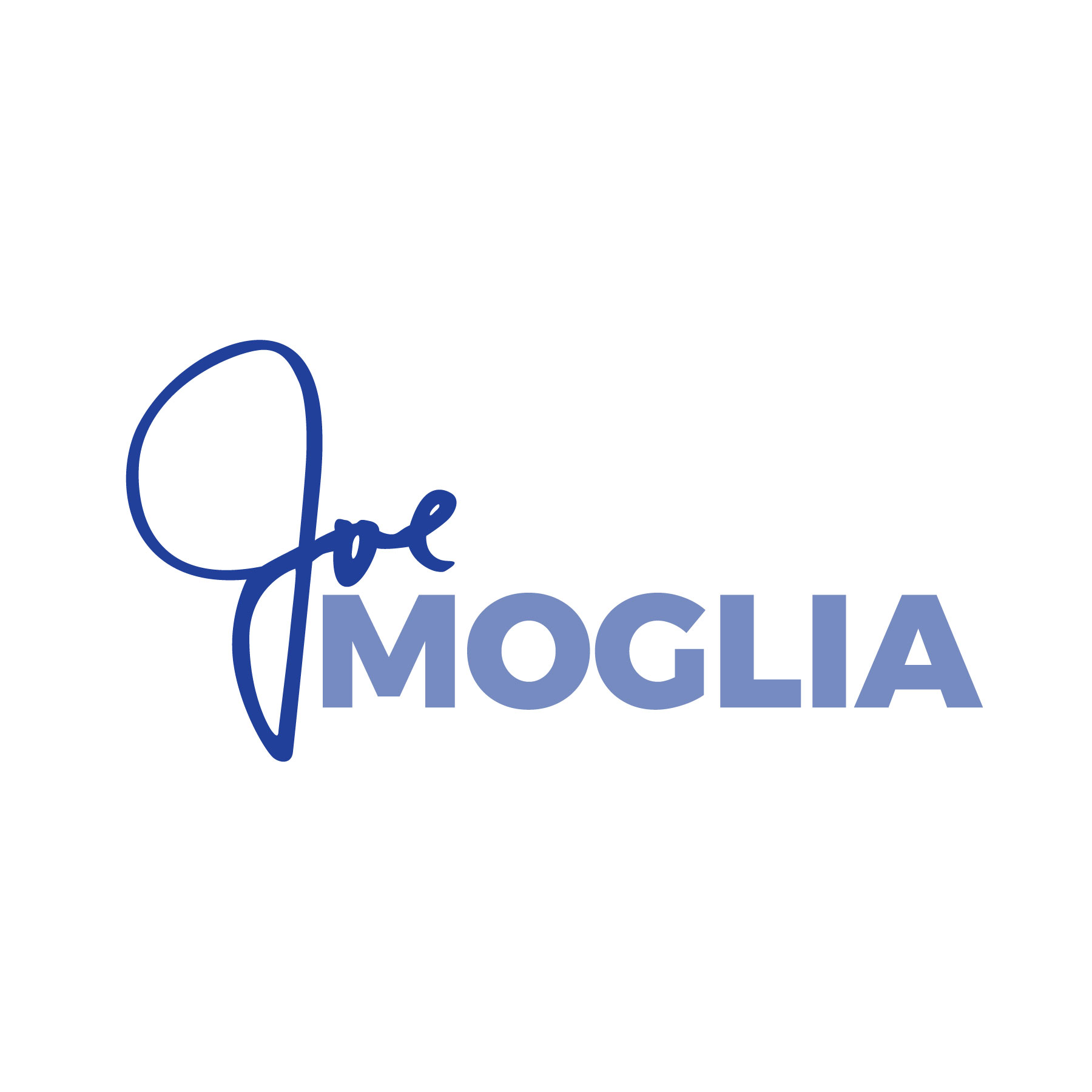 blue logo that reads 'joe moglia'