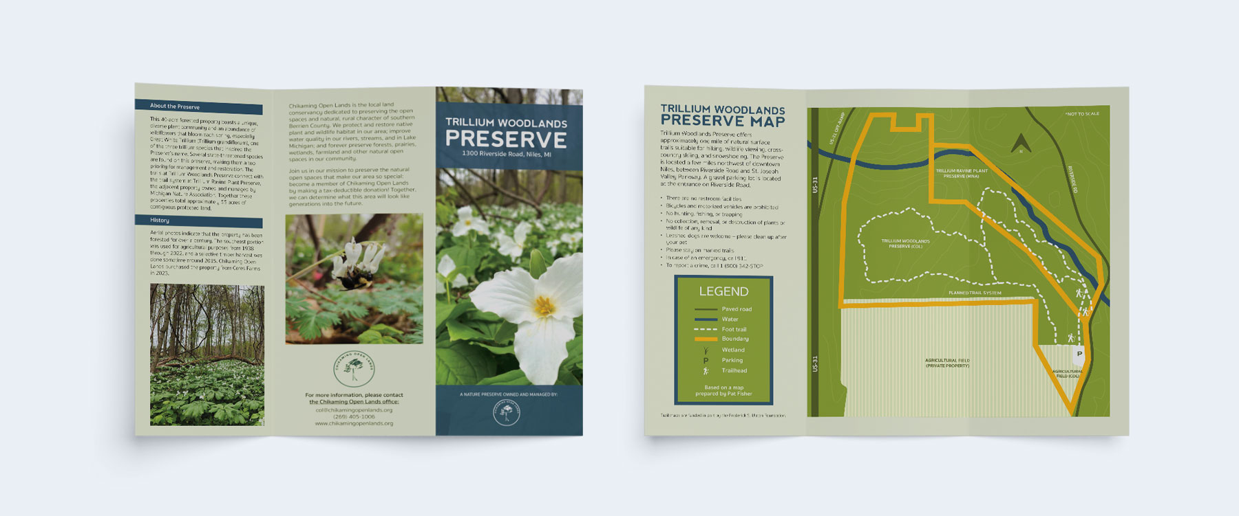 tri fold brochure Chikaming Open Lands header